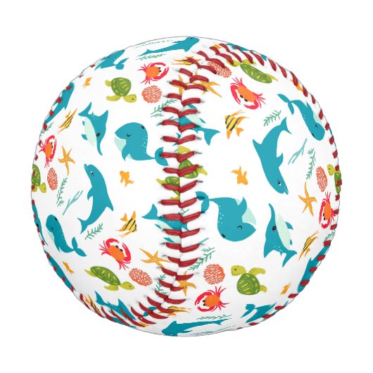 Balle De Baseball Dauphins, Homards et Tortues (Angle)