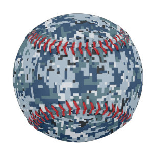 Balle De Baseball Décor Camouflage Pixels numériques bleu marine