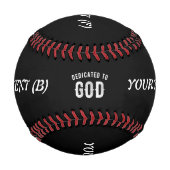 BALLE DE BASEBALL DÉDIÉ À DIEU PERSONNALISABLE COOL TEXTE BLANC (Dos)