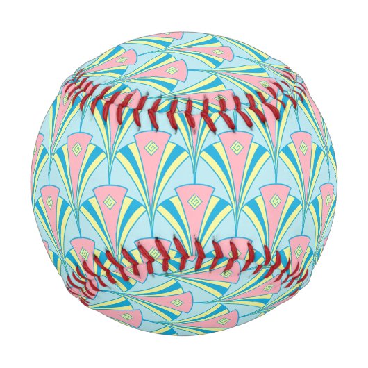 Balle De Baseball Design Art Déco Géométrique Pastel (Dos)
