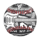 Balle De Baseball Design Guitar Rock (Devant)