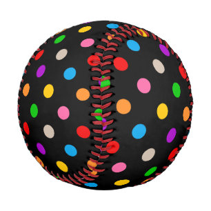 Balle De Baseball Dessin de points noirs colorés arc-en-ciel
