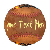 Balle De Baseball Dessin d'Halloween au chat effrayé sur Citrouille (Dos)