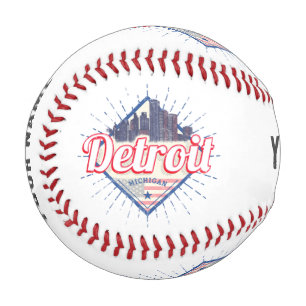 Balle De Baseball Detroit Michigan États-Unis Skyline Vintage USA