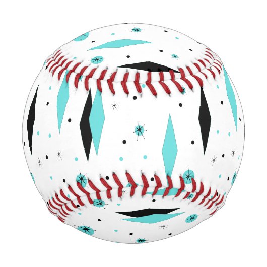 Balle De Baseball Diamants Turquoise Rétro & Starburst Baseball (Devant)