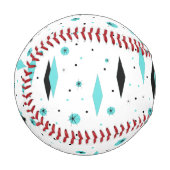 Balle De Baseball Diamants Turquoise Rétro & Starburst Baseball (Devant Gauche)