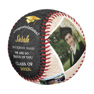 Balle De Baseball Diplôme Personnalisé 4 Classe Photo De 2025 Black