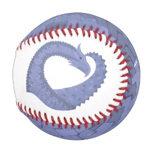 Balle De Baseball Dragon de coeur gris bleu sur blanc