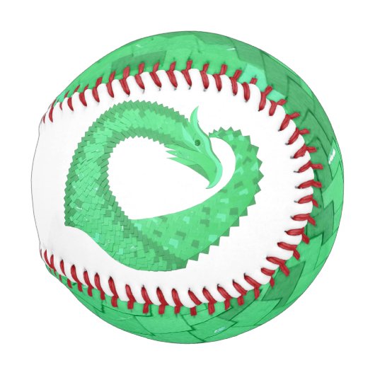 Balle De Baseball Dragon de coeur vert sur blanc (Devant Droite)