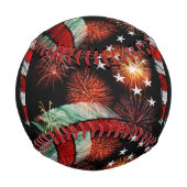 Balle De Baseball Drapeau américain avec feux d'artifice (Devant)