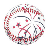 Balle De Baseball Drapeau américain et feux d'artifice (Devant Gauche)