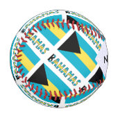 Balle De Baseball Drapeau bahaméen avec votre nom (Devant Gauche)