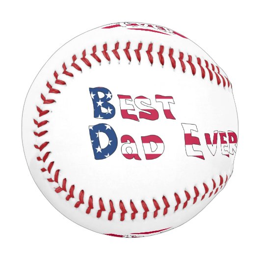 Balle De Baseball Drapeau Best Papa Ever USA (Devant Gauche)