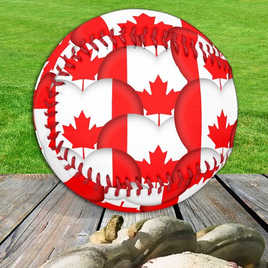 Balle De Baseball Drapeau canadien, Coeurs - Baseballs, Love Canada