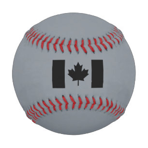Balle De Baseball Drapeau canadien en noir
