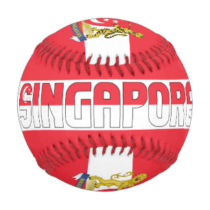 Balle De Baseball Drapeau de Singapour et Armoiries Patriotique