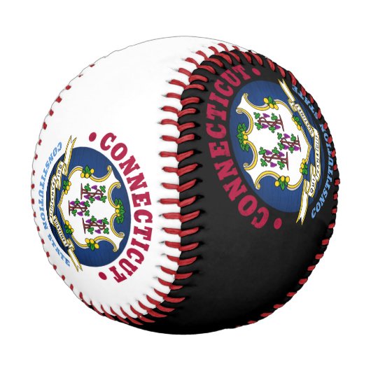 BALLE DE BASEBALL DRAPEAU D'ÉTAT CONSTITUTION CONNECTICUT (Angle)