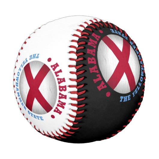 BALLE DE BASEBALL DRAPEAU D'ÉTAT D'ALABAMA (Angle)