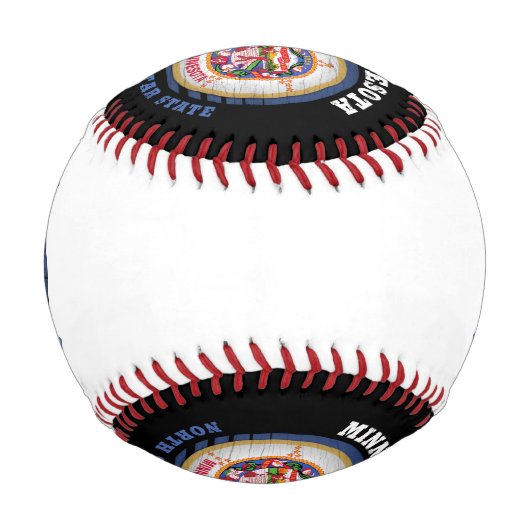 BALLE DE BASEBALL DRAPEAU D'ÉTAT DE MINNESOTA NORTH STAR (Dos)