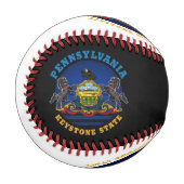 BALLE DE BASEBALL DRAPEAU D'ÉTAT DE PENNSYLVANIA KEYSTONE (Devant Gauche)