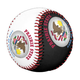 BALLE DE BASEBALL DRAPEAU D'ÉTAT ILLINOIS PRAIRIE
