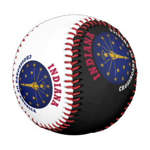 BALLE DE BASEBALL DRAPEAU D'ÉTAT INDIANA CROSSROADS