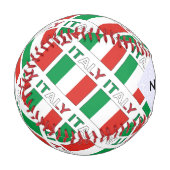 Balle De Baseball Drapeau italien avec votre nom (Devant Gauche)