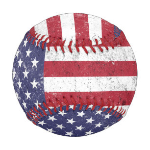 Balle De Baseball Drapeau vintage USA Patriotique Américain Rouge Bl
