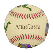 Balle De Baseball Drôle alligator vert cuisine dessin animé (Dos)