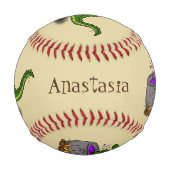 Balle De Baseball Drôle alligator vert cuisine dessin animé (Devant)