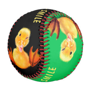 Balle De Baseball Drôle Baseball Joueur Canard Sourire - Texte Perso