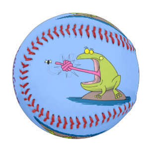 Balle De Baseball Drôle dessin animé de grenouille et mouche