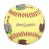 Balle De Baseball Drôle dessin animé de poulets de tricot (Devant)