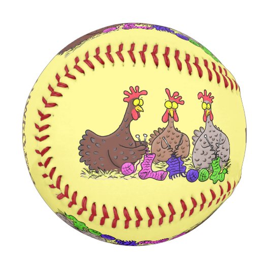 Balle De Baseball Drôle dessin animé de poulets de tricot (Devant Gauche)