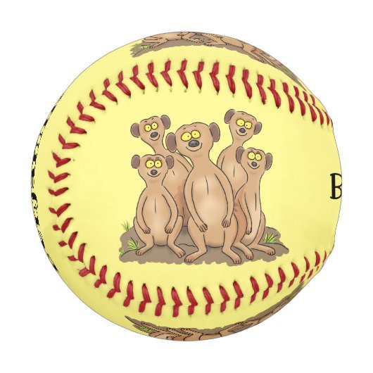 Balle De Baseball Drôle dessin de la famille meerkat (Devant Gauche)