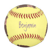 Balle De Baseball Drôle joyeux yak mangeant de l'herbe dessin d'illu (Devant)