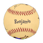 Balle De Baseball Drôle lézard chantant avec bande dessinée de micro (Dos)
