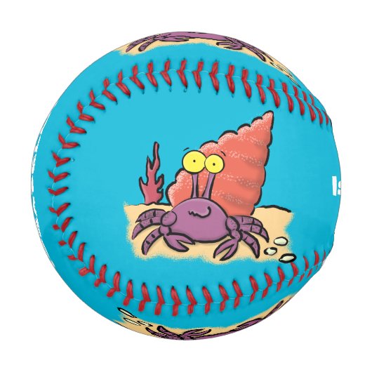 Balle De Baseball Drôle mignon caricature pourpre crabe ermite (Devant Gauche)