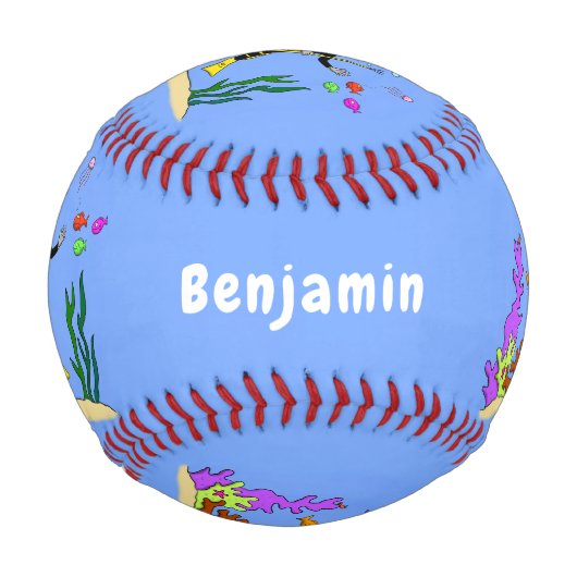 Balle De Baseball Drôle plongeur et poisson mer créatures dessin ani (Devant)
