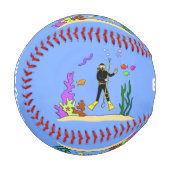 Balle De Baseball Drôle plongeur et poisson mer créatures dessin ani (Devant Gauche)
