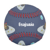 Balle De Baseball Drôle poule dans l'espace dessin animé (Devant)