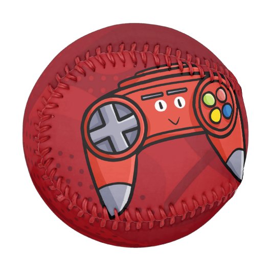 Balle De Baseball Drôle Rouge Joystick Fête des pères Salutation (Devant Gauche)