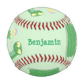 Balle De Baseball Drôle serpent vert avec caricature maraca (Devant)