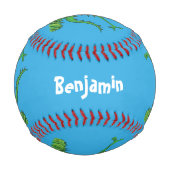Balle De Baseball Drôle vert souriant animé lézard d'iguane (Dos)