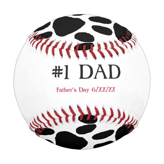 Balle De Baseball Du Chien Noir & Blanc #1 Papa Baseball (Dos)