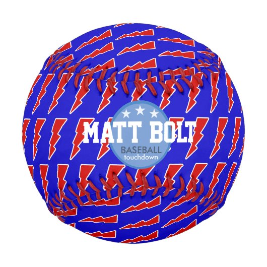 Balle De Baseball éclair rouge&bleu personnalisé (Devant)