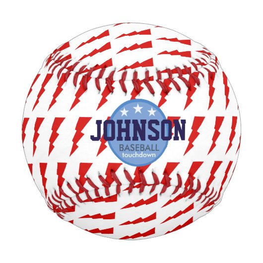 Balle De Baseball éclair rouge-bleu personnalisé (Devant)