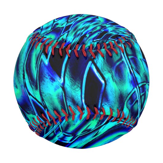 Balle De Baseball Effet métallique avec image bleue et verte croisée (Devant)