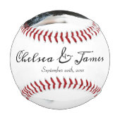 Balle De Baseball Élégant Anniversaire Photo Nom Date Personnalisée (Dos)