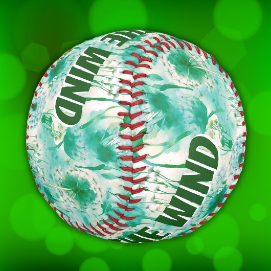 Balle De Baseball Élégant Dandelion Monogramme vert et blanc |
